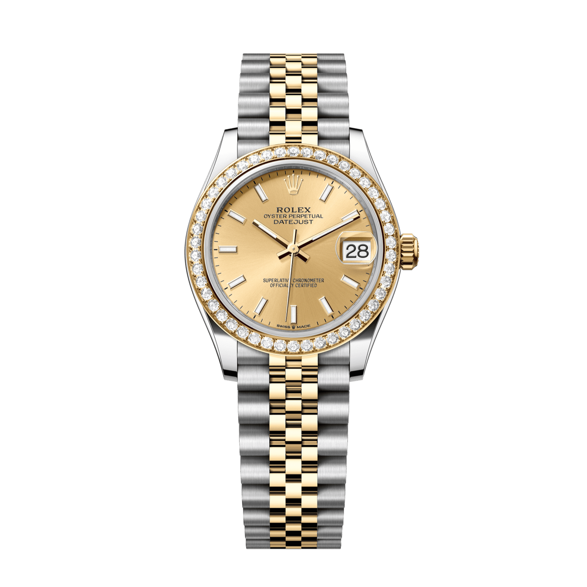 Rolex Datejust 31 mm Champagne Diamond Oystersteel Yellow Gold Jubilee 278383rbr-0014