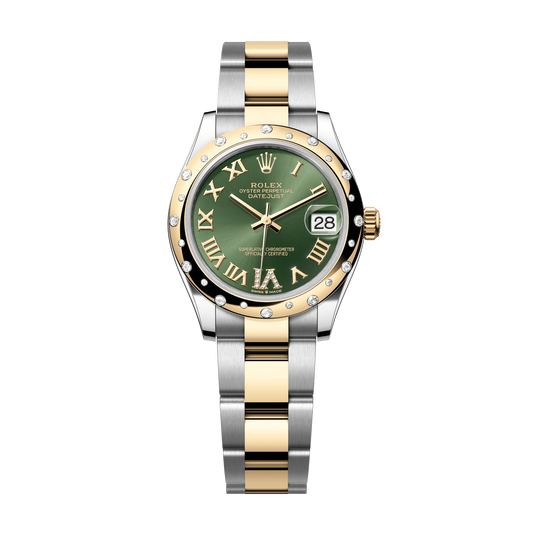 Rolex Datejust 31 mm Olive Green Diamonds 18k Yellow Gold Oyster 278343rbr-0015