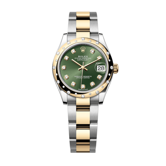Rolex Datejust 31 mm Olive Green Diamonds 18k Yellow Gold Oyster 278343rbr-0029