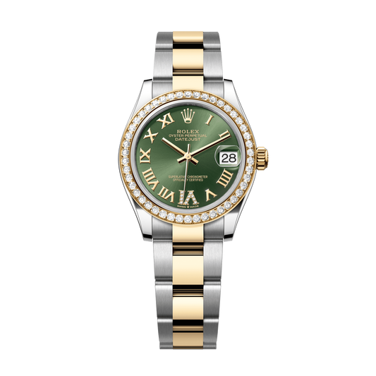 Rolex Datejust 31 mm Olive Green Diamonds 18k Yellow Gold Oyster 278383rbr-0015