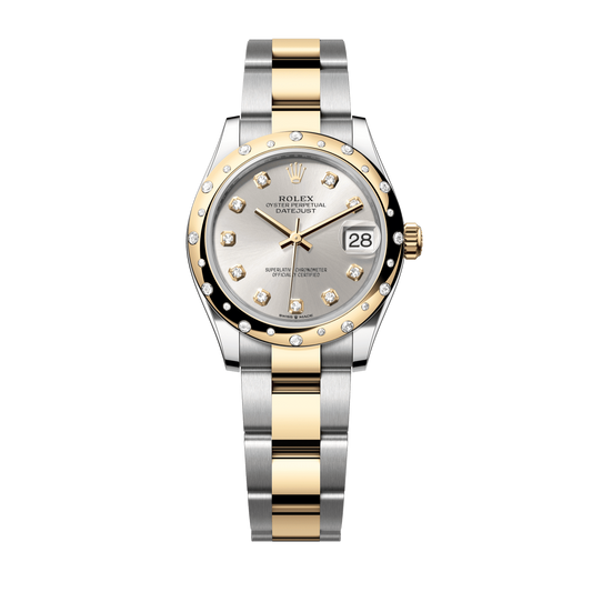 Rolex Datejust 31 mm Silver Diamonds 18k Yellow Gold Oyster 278343rbr-0019