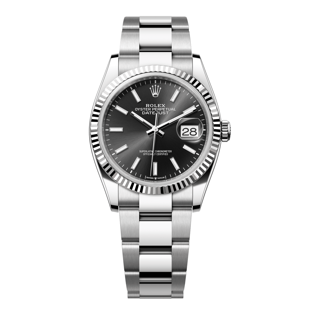 Rolex Datejust 36 mm Bright Black Oystersteel White Gold Oyster 126234-0016
