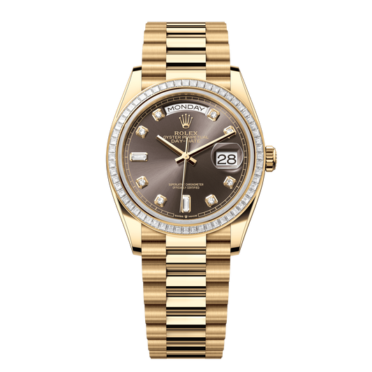 Rolex Day-Date 36 mm Dark Grey Diamond 18k Yellow Gold President 128398tbr-0006