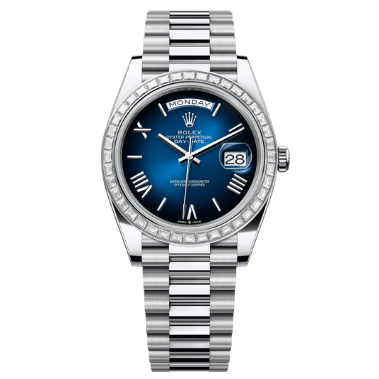 Rolex Day-Date 40 mm Blue Ombré Diamonds Platinum 228396tbr-0042