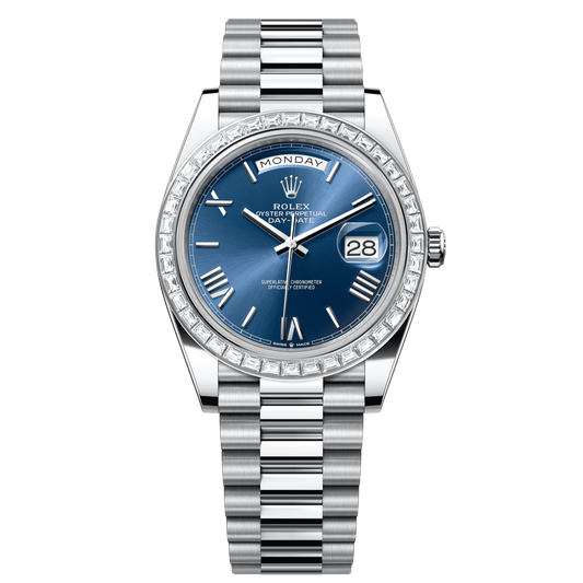 Rolex Day-Date 40 mm Bright Blue Diamonds Platinum 228396tbr-0026