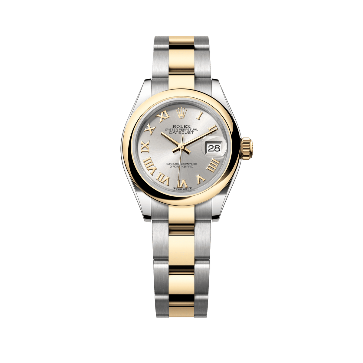 Rolex Lady-Datejust 28 mm 18k Yellow Gold Silver Oyster 279163-0006