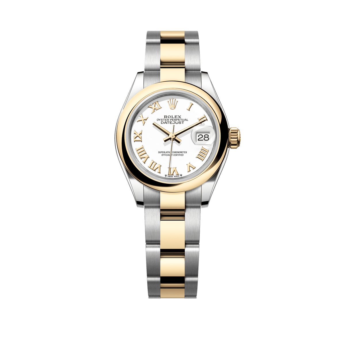 Rolex Lady-Datejust 28 mm 18 kt Yellow Gold White Dial Oyster 279163-0024