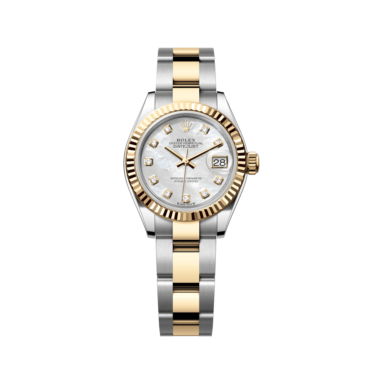 Rolex Lady-Datejust 28 mm 18 kt Yellow Gold White Mother-Of-Pearl Diamond Oyster 279173-0014