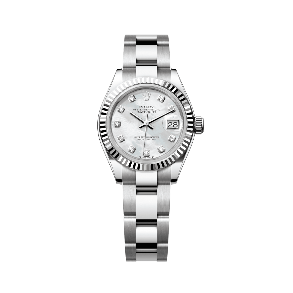 Rolex Lady-Datejust 28 mm White Mother-of-Pearl Diamond Oystersteel White Gold Oyster 279174-0010