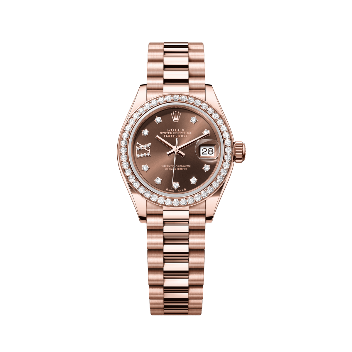 Rolex Oyster 28 mm Chocolate Diamonds 18k Everose President 279135rbr-0001