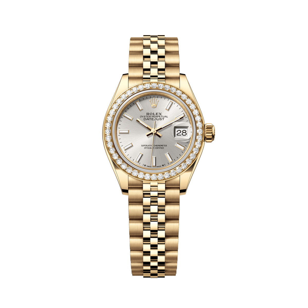 Rolex Oyster 28 mm 18k Yellow Gold Silver Dial Jubilee 279138RBR-0012