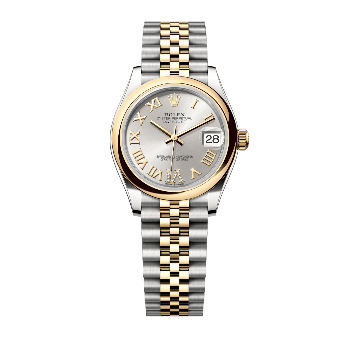 Rolex Oyster 31 mm Silver Diamond Oystersteel Yellow Gold Jubilee 278243-0004