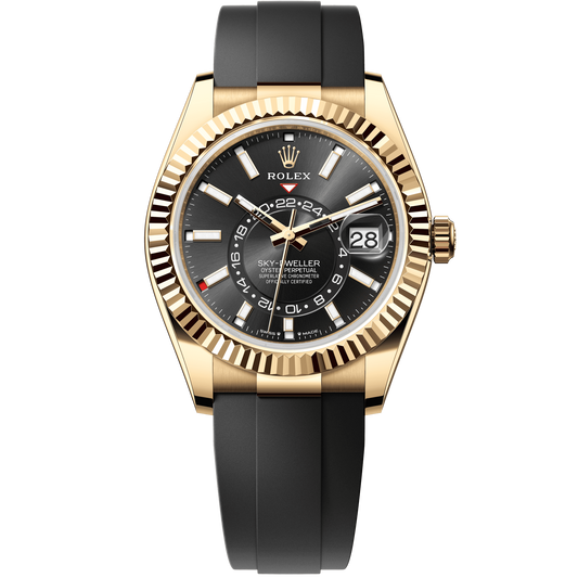 Rolex Oyster 42 mm Bright Black 18k Yellow Gold Oysterflex 336238-0002