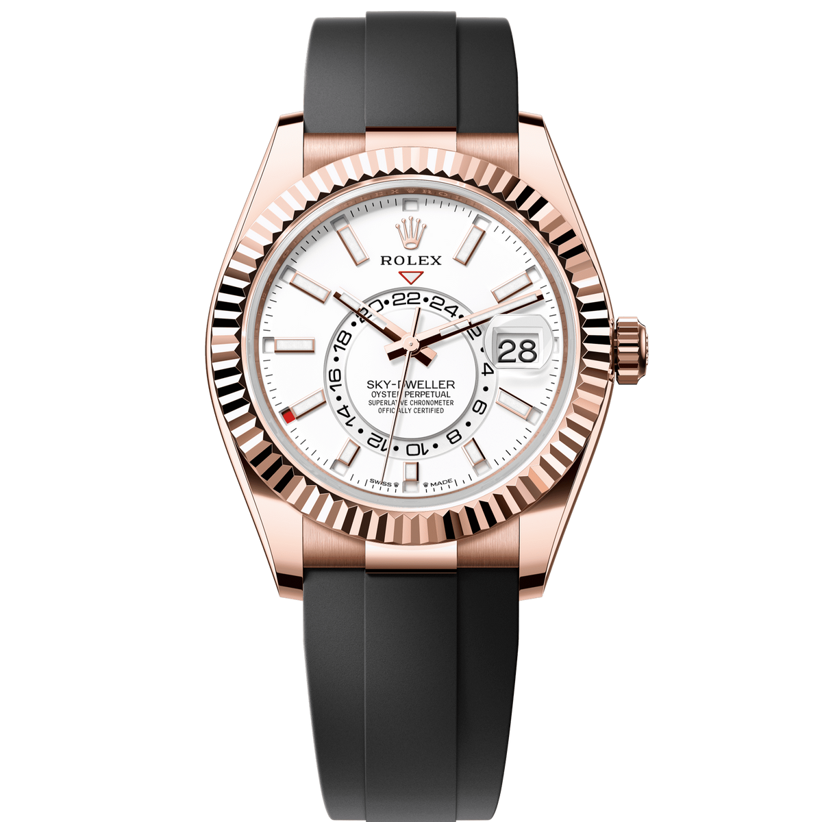 Rolex Oyster 42 mm Intense White Dial 18k Everose Gold Oysterflex 336235-0003