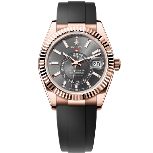 Rolex Sky-Dweller 42 mm Slate Dial 18 kt Everose Gold Oysterflex 336235-0004