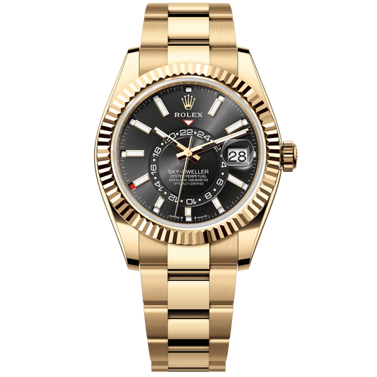 Rolex Sky-Dweller 42 mm Bright Black Dial 18k Yellow Gold Oyster 336938-0002