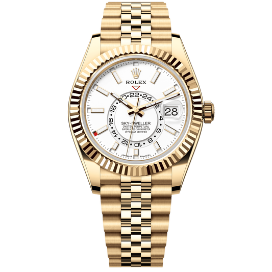 Rolex Sky-Dweller 42 mm Intense White 18k Yellow Gold Jubilee 336938-0006