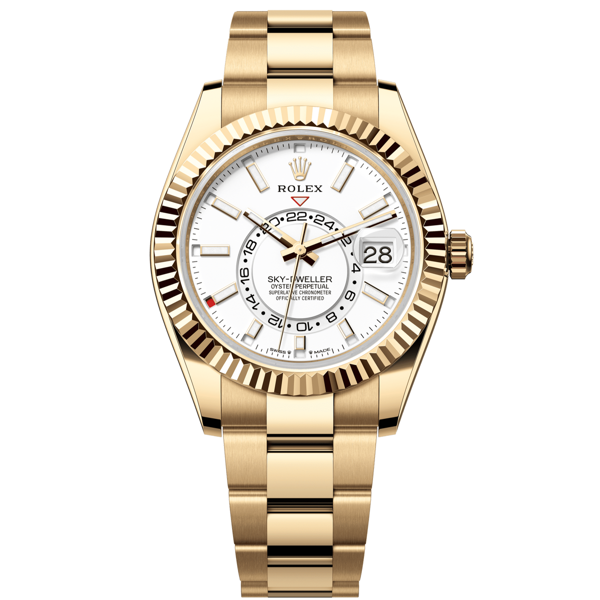 Rolex Sky-Dweller 42 mm Intense White Dial 18k Yellow Gold Oyster 336938-0003