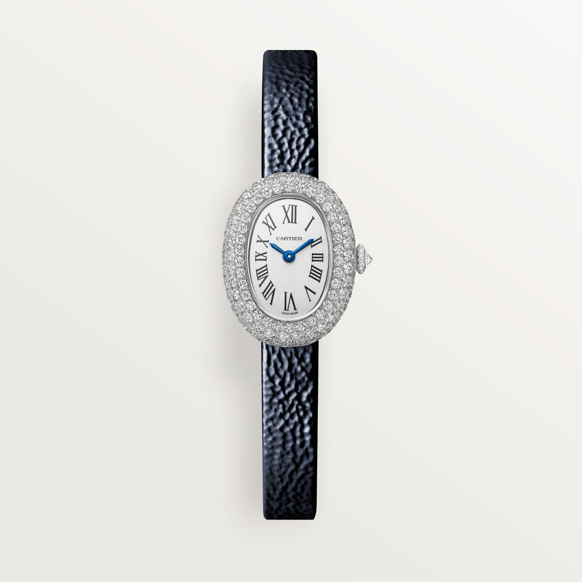 Cartier Baignoire Mini 24.6 mm White Gold Silver Dial Strap CRWJBA0070