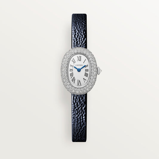 Cartier Baignoire Mini 24.6 mm White Gold Silver Dial Strap CRWJBA0070