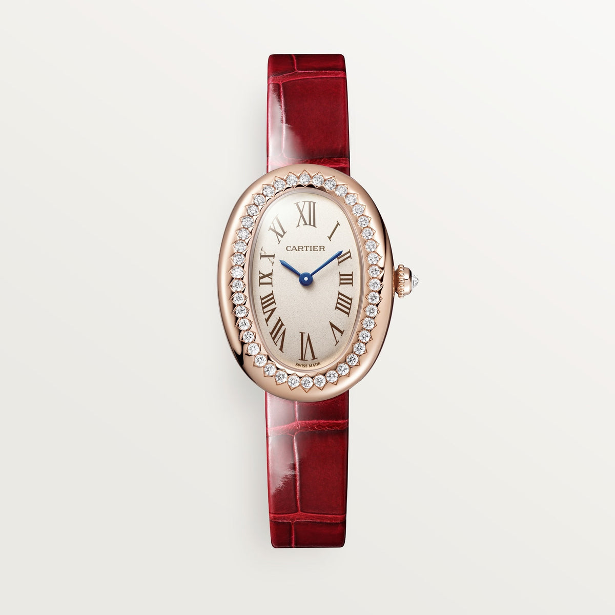 Cartier Baignoire 31.4 mm Rose Gold Silver Dial Strap WJBA0031