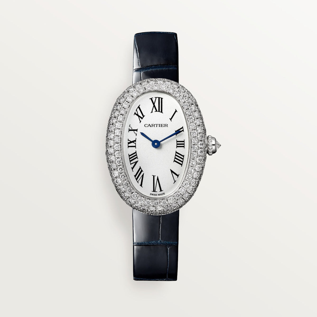 Cartier Baignoire Small White Gold Silver Dial Strap WJBA0015