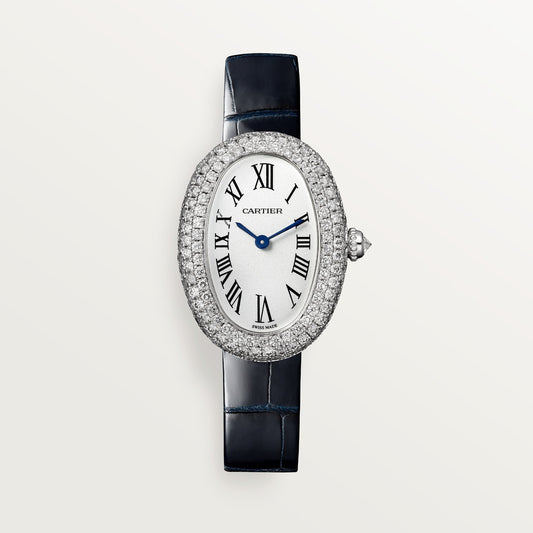 Cartier Baignoire Small White Gold Silver Dial Strap WJBA0015