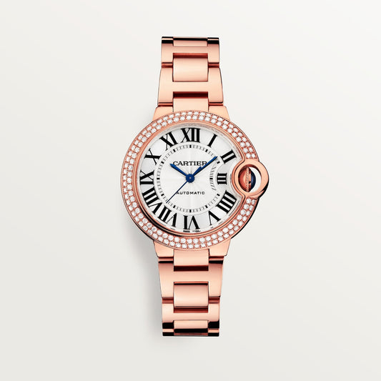 Cartier Ballon Bleu 33 mm Silver Dial Rose Gold Bracelet WJBB0066