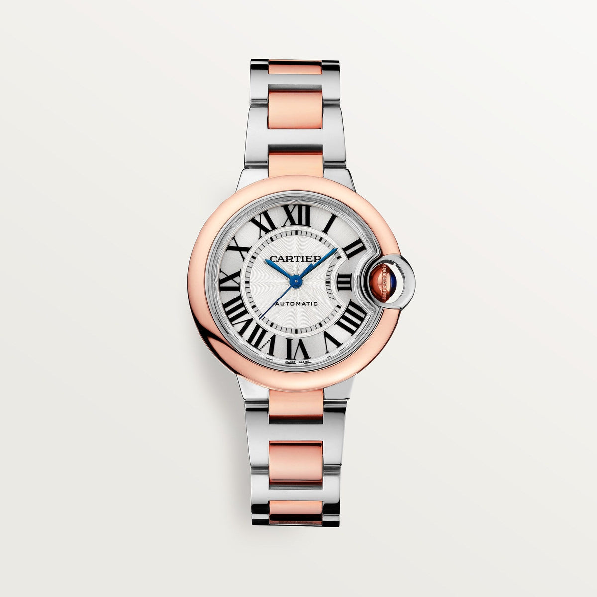 Cartier Ballon Bleu 33 mm Rose Gold Silver Dial Bracelet W2BB0032
