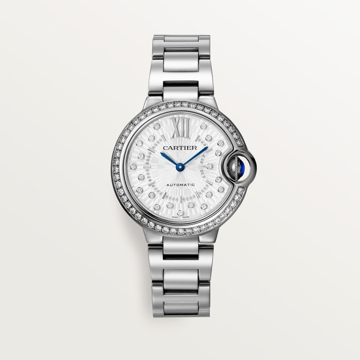 Cartier Ballon Bleu 33 mm Steel Silver Sunray Dial Bracelet W4BB0035