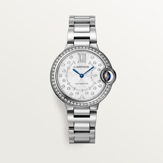 Cartier Ballon Bleu 33 mm Steel Silver Sunray Dial Bracelet W4BB0035