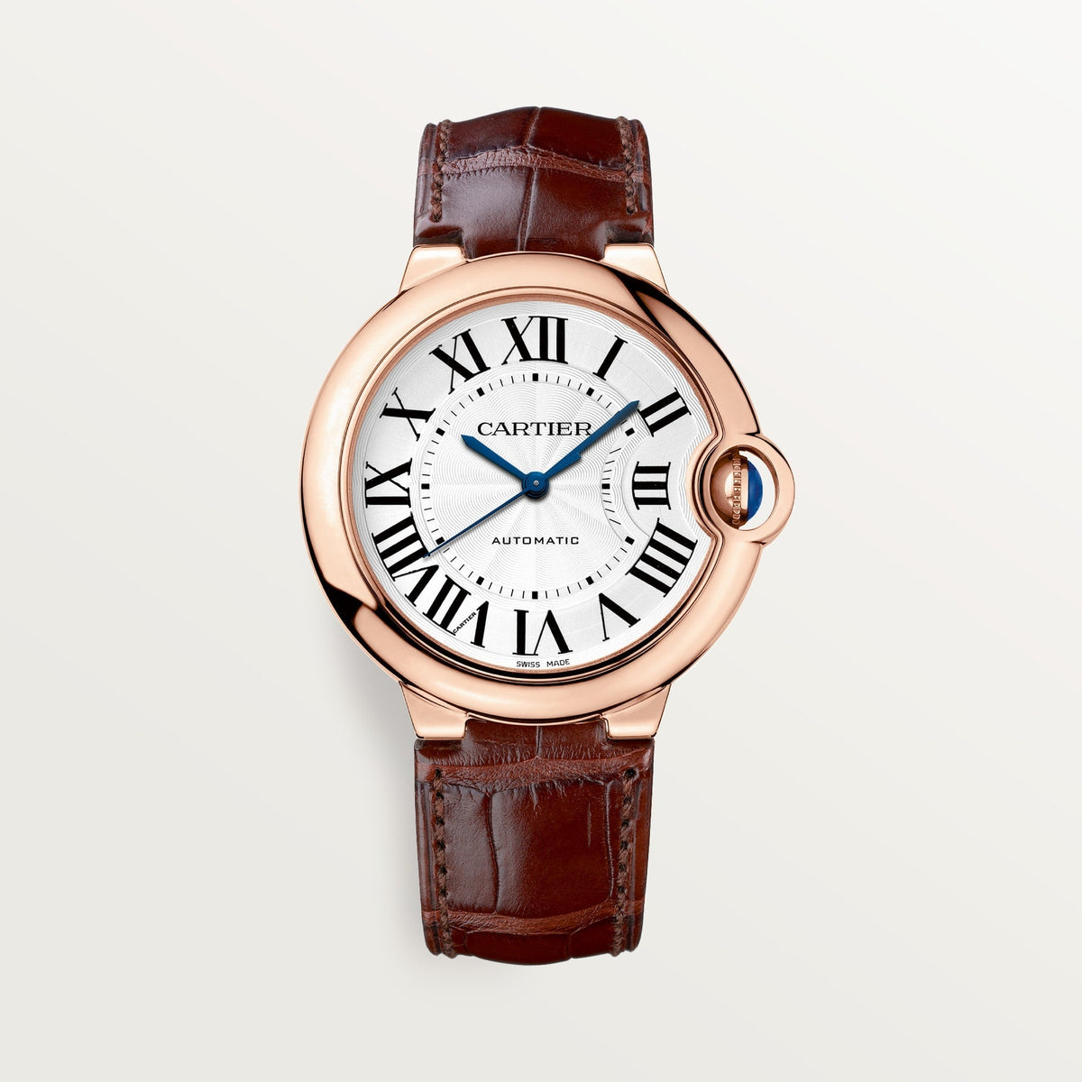 Cartier Ballon Bleu 36 mm Rose Gold Silver Dial Strap WGBB0009