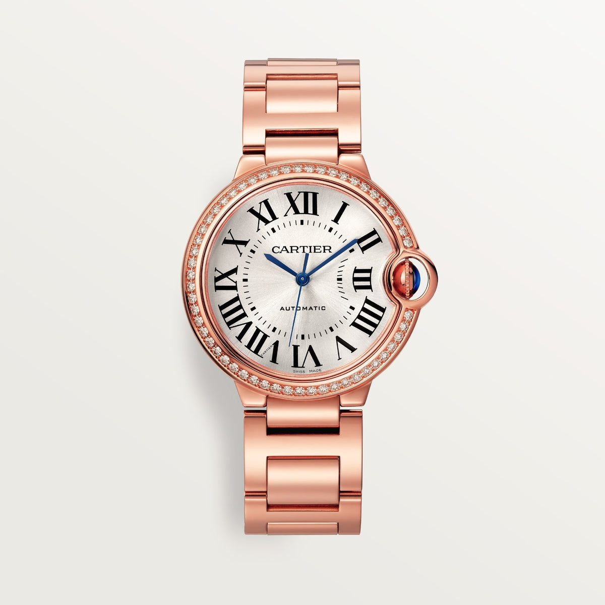 Cartier Ballon Bleu 36 mm Silver Sunray Dial Rose Gold Bracelet WJBB0064