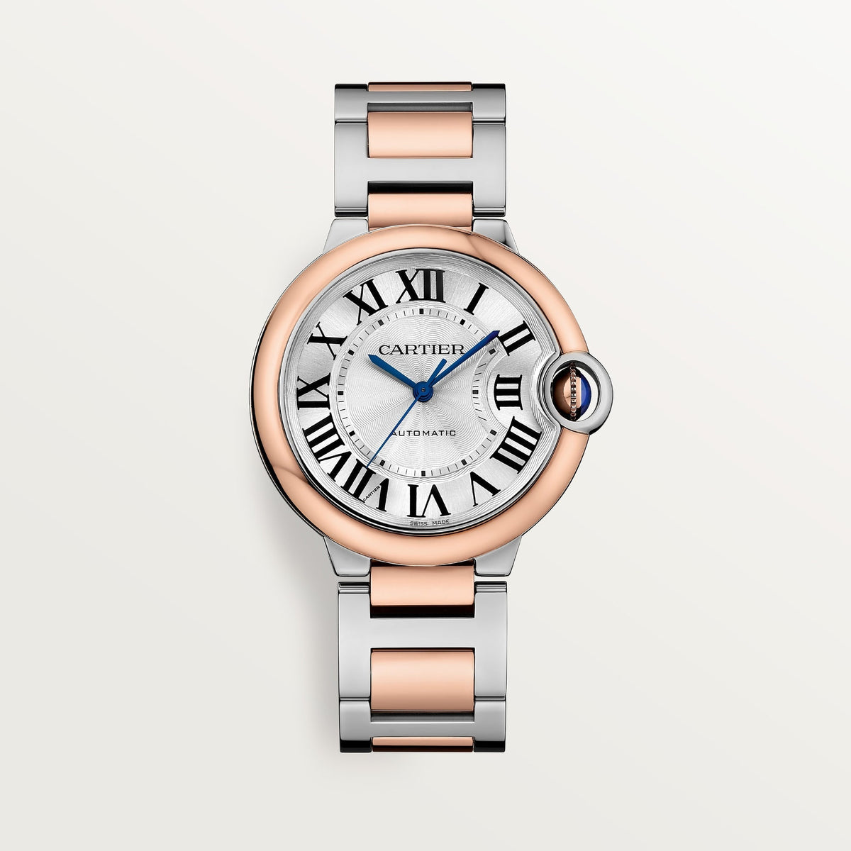 Cartier Ballon Bleu 36 mm Steel Rose Gold Silver Dial Bracelet W2BB0033
