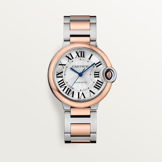 Cartier Ballon Bleu 36 mm Steel Rose Gold Silver Dial Bracelet W2BB0033