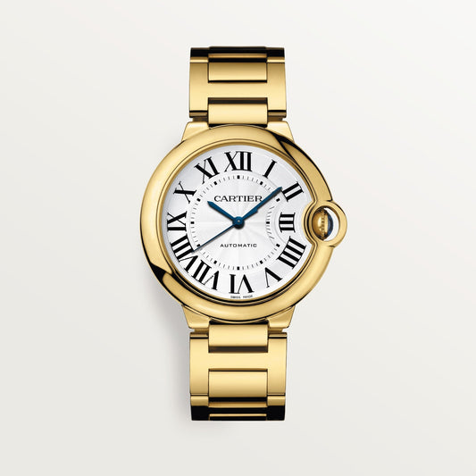 Cartier Ballon Bleu 36 mm Yellow Gold Silver Dial Bracelet WGBB0046