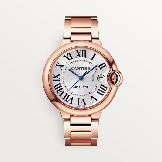 Cartier Ballon Bleu 40 mm Rose Gold Silver Dial Bracelet WGBB0039