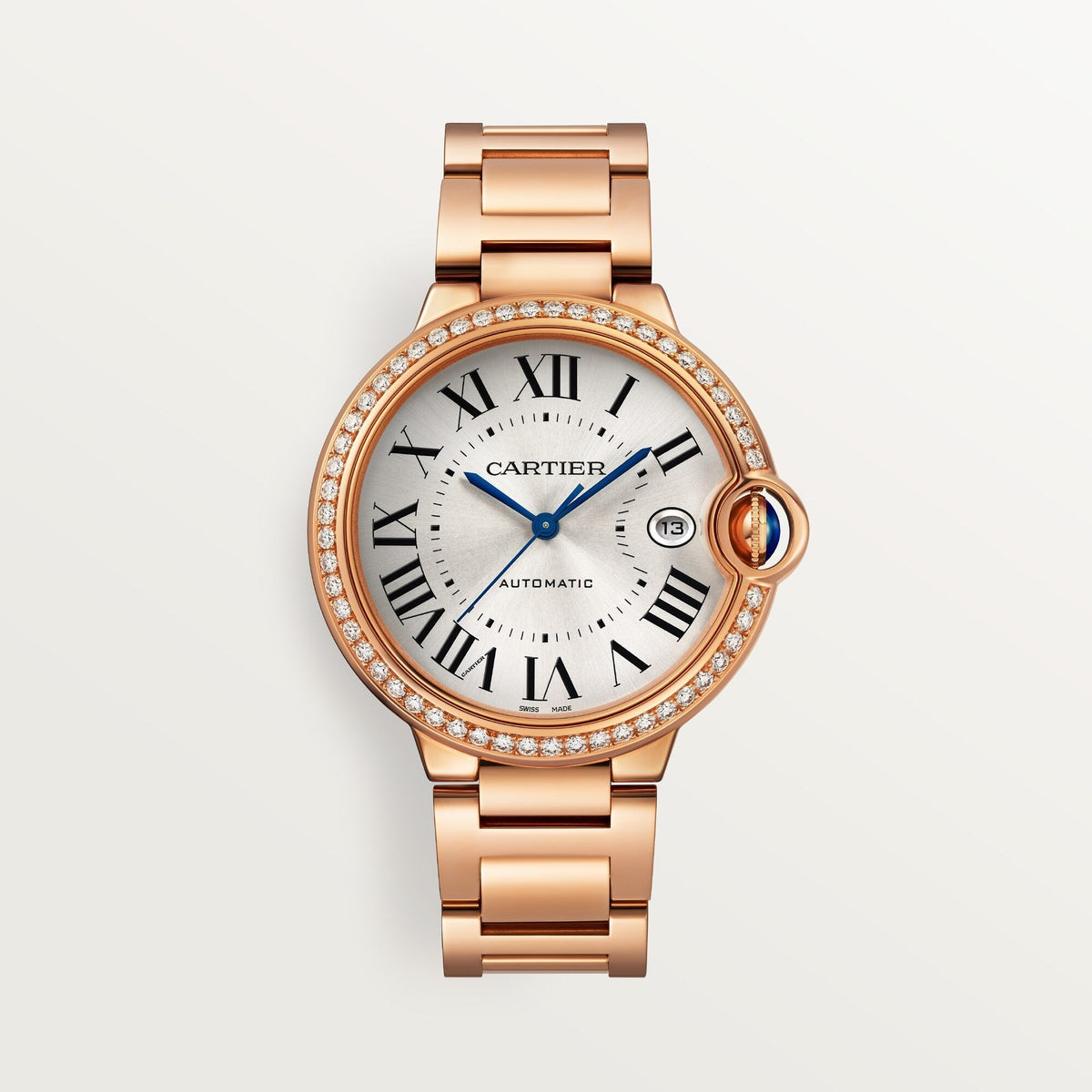 Cartier Ballon Bleu 40 mm Rose Gold Silver Dial Bracelet WJBB0057