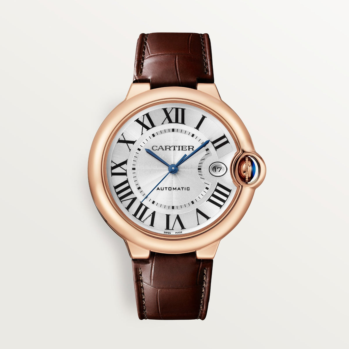 Cartier Ballon Bleu 40 mm Rose Gold Silver Dial Strap WGBB0035