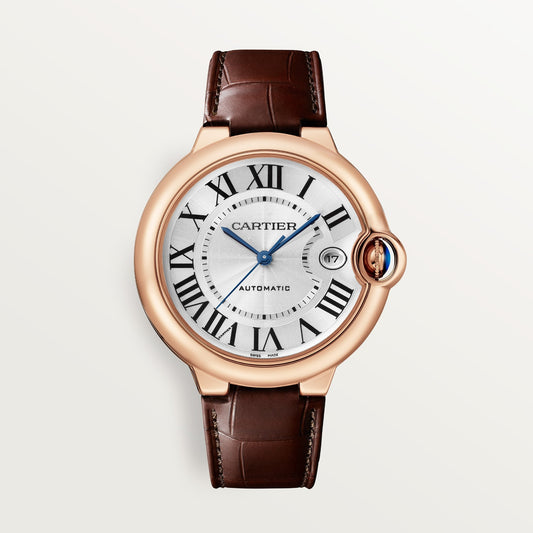 Cartier Ballon Bleu 40 mm Rose Gold Silver Dial Strap WGBB0035