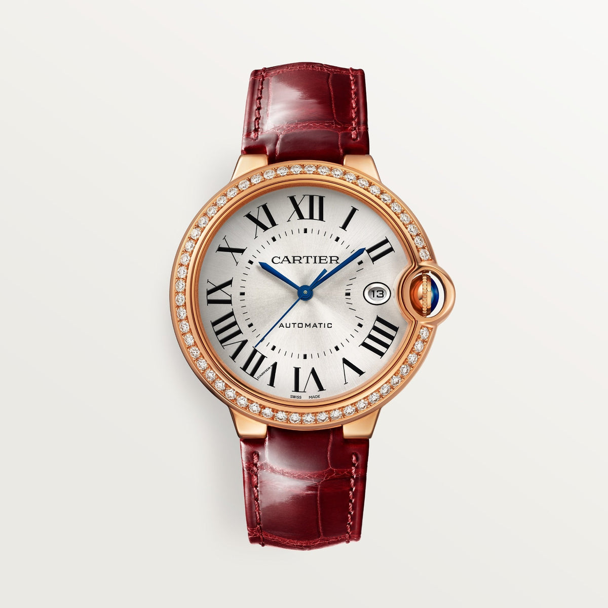 Cartier Ballon Bleu 40 mm Rose Gold Silver Dial Strap WJBB0056