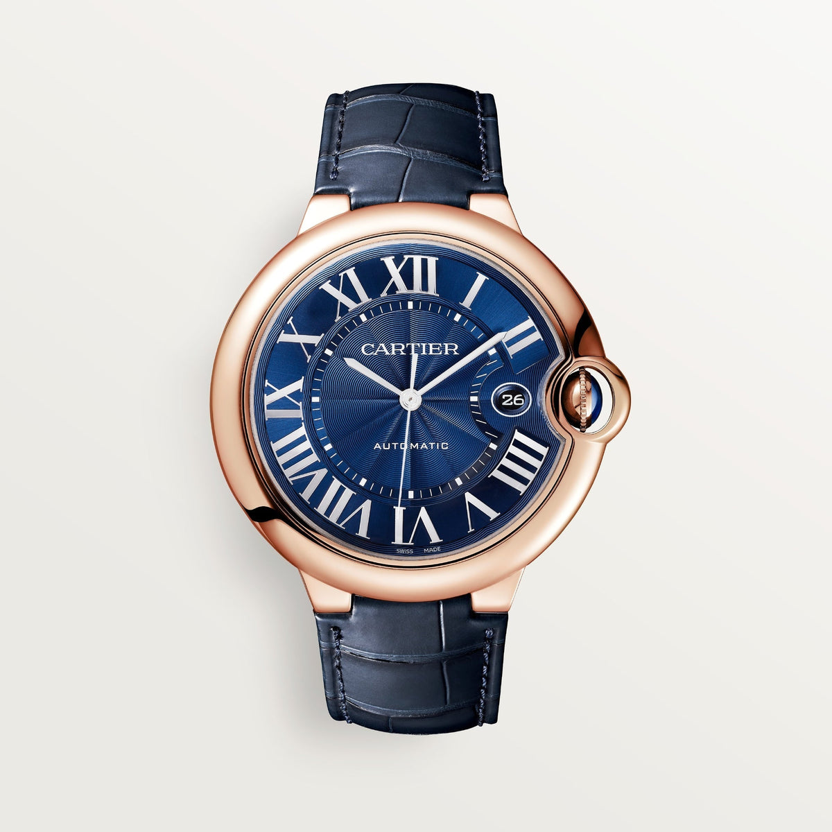 Cartier Ballon Bleu 42 mm Rose Gold Blue Dial Strap WGBB0036