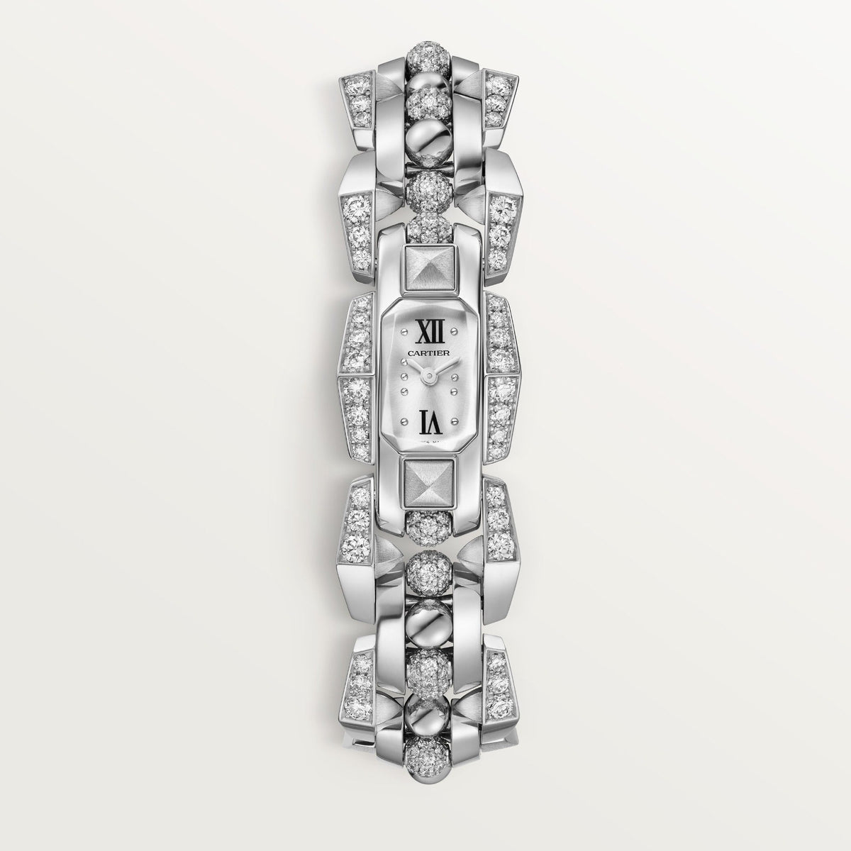 Cartier Clash Small White Gold Silver Sunray Dial Bracelet WJMB0002