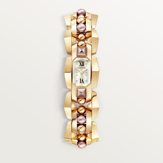 Cartier Clash Small Yellow Gold Silver Sunray Dial Bracelet WGMB0002