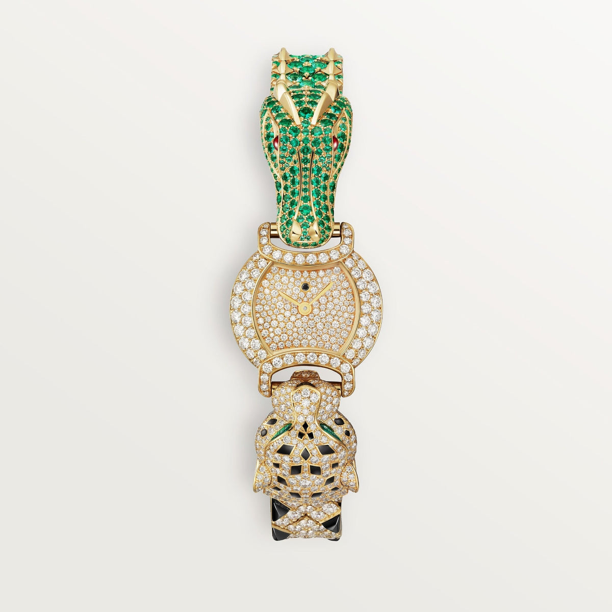 Cartier Crocodile Motif 22.2 mm Yellow Gold Diamond Dial Bracelet HPI01451