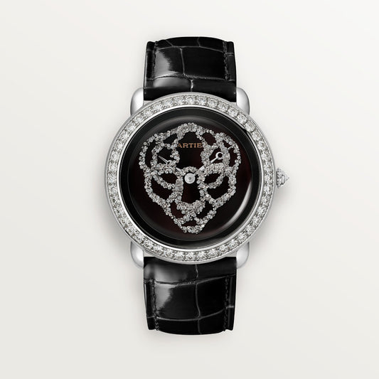 Cartier Panthère 37 mm Black Lacquer Dial White Gold Leather Strap HPI01430
