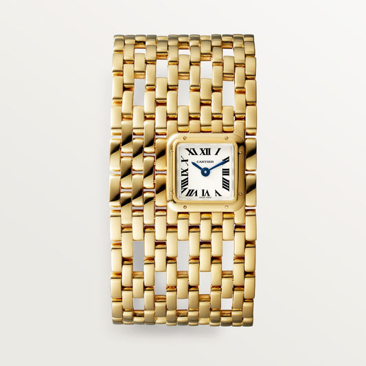Cartier Panthère Cuff 22 mm Yellow Gold Silver Dial Bracelet WGPN0018