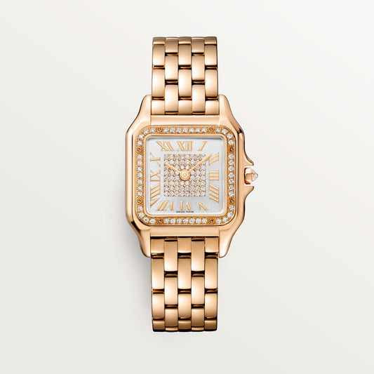 Cartier Panthère Medium 37 mm Silver Sunray 18k Rose Gold Bracelet WJPN0041