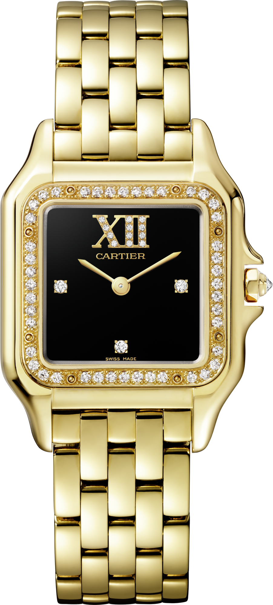 Cartier Panthère Medium Yellow Gold Black Lacquer Dial Bracelet WJPN0044