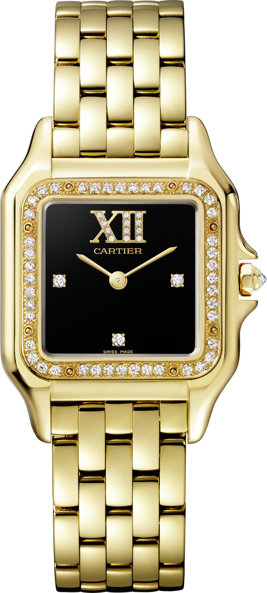 Cartier Panthère Medium Yellow Gold Black Lacquer Dial Bracelet WJPN0044